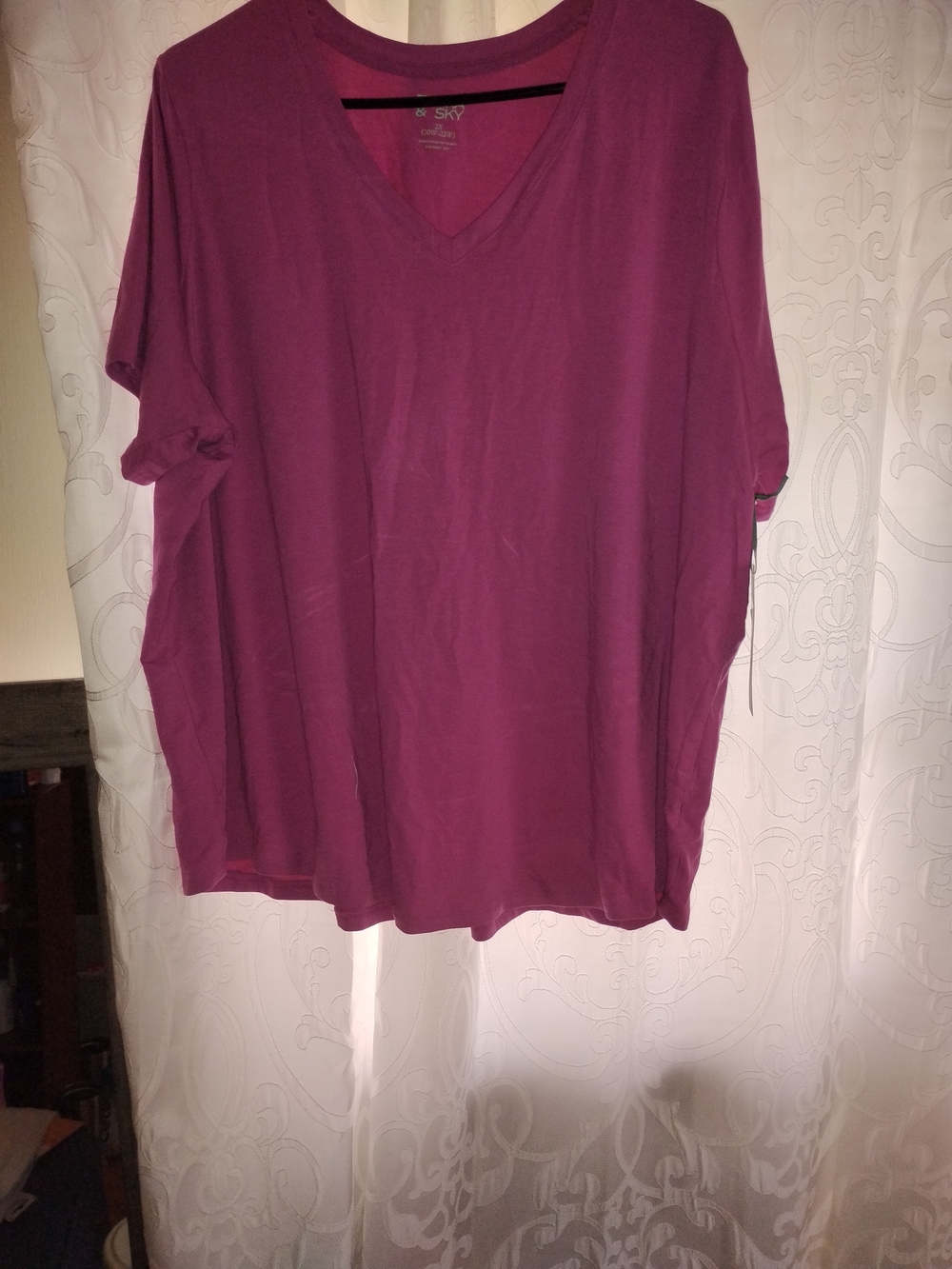 Sky V-Neck Short Sleeve Tee in Plum